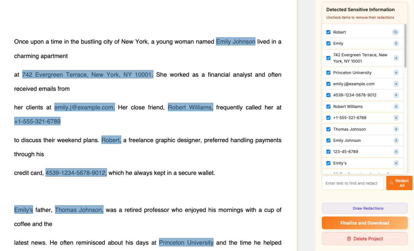 RedactMyPDF interface screenshot